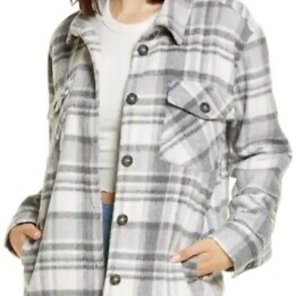 Thread and supply shacket/ shirt jacket grey